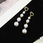 Heart Hanging Pearl Earrings-Anti Tarnish|| Waterproof